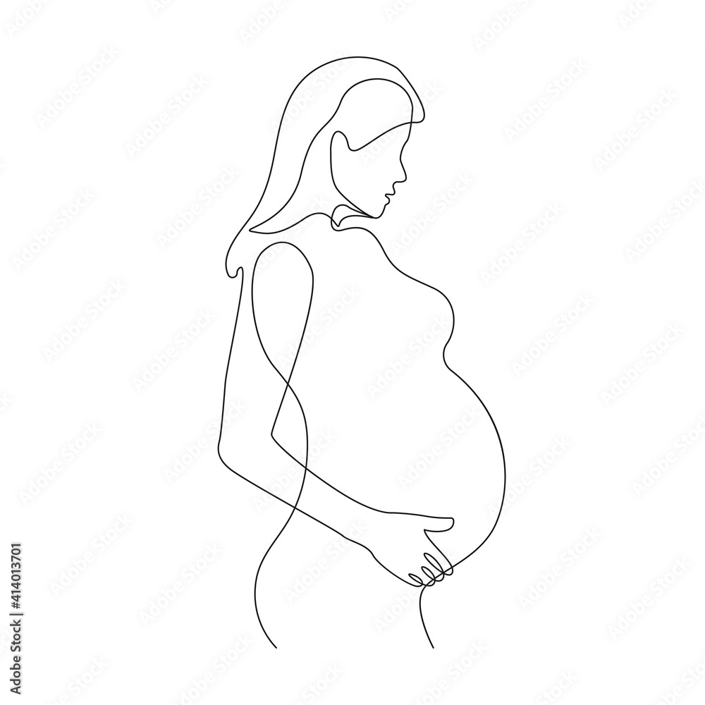 Pregnant Woman Continuous Line Drawing. Single Line Drawing of Pregnant Woman. Happy Mother Minimalist Contour Illustration. Vector EPS 10. Pregnant Woman Continuous Line Drawing. Single Line Drawing of Pregnant Woman. Happy Mother Minimalist Contour Illustration. Vector EPS 10.