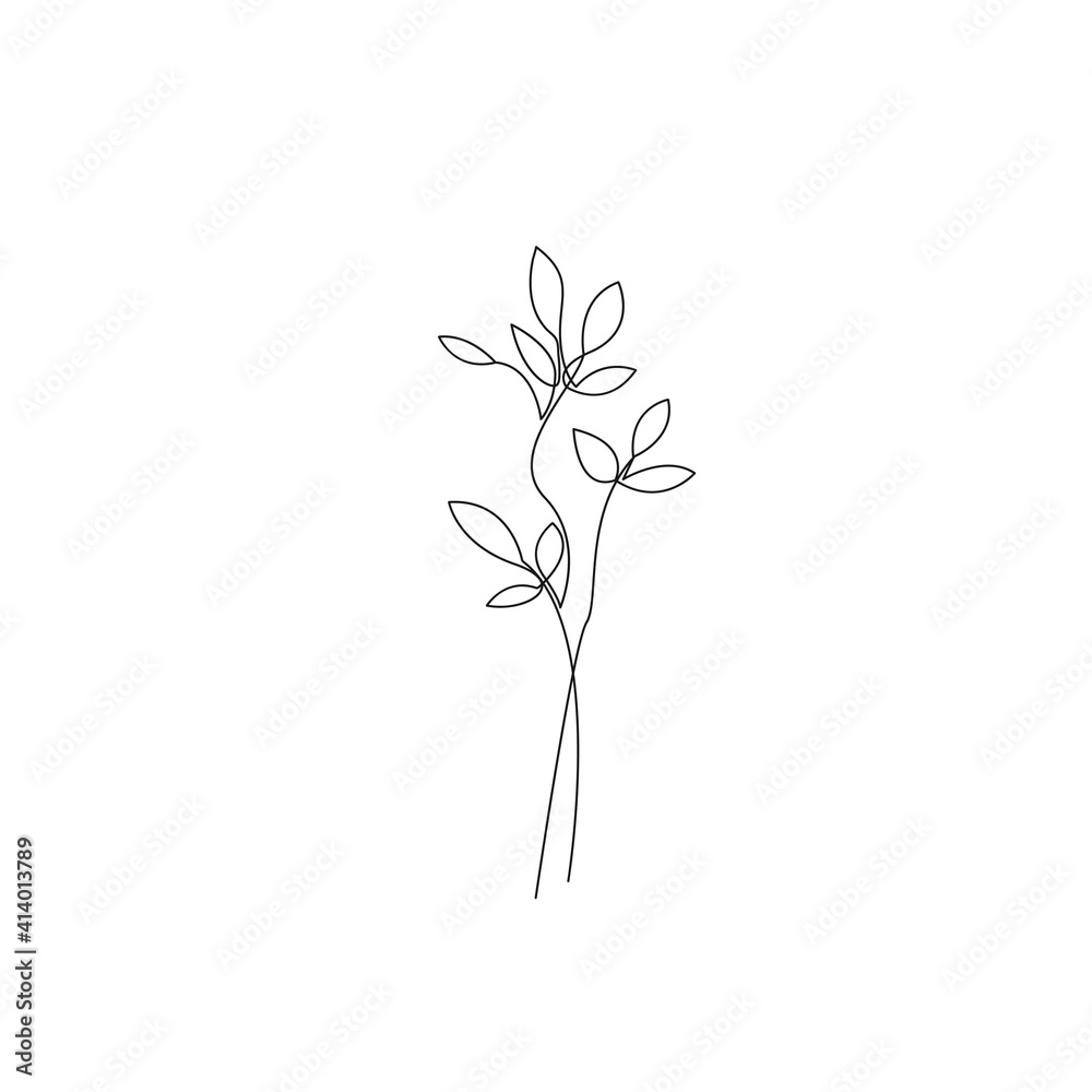 Flower Single Line Drawing. Continuous Line Drawing of Simple Flower Minimalist Style. Abstract Contemporary Design Template for Covers, t-Shirt Print, Postcard, Banner etc. Vector EPS 10.