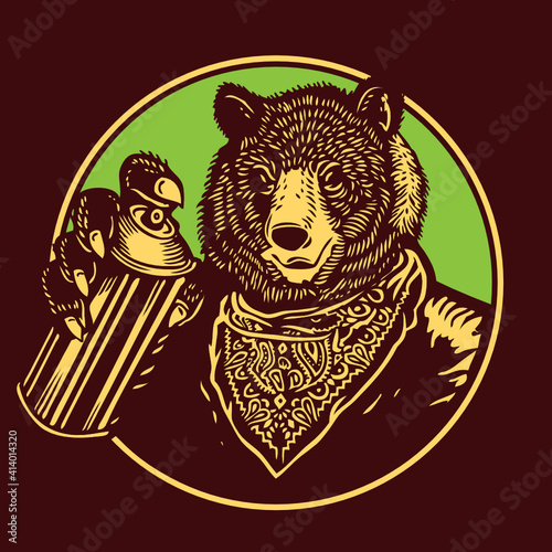 Bear Graffiti Bomber Character Design Mascot Vector Illustration