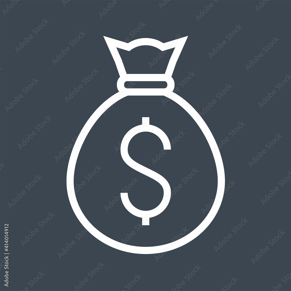 Money Bag with Dollar Thin Line Vector Icon. Flat icon isolated on the black background. Editable EPS file. Vector illustration. Money Bag with Dollar Thin Line Vector Icon. Flat icon isolated on the black background. Editable EPS file. Vector illustration.