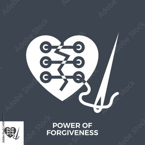 Power of Forgiveness Glyph Vector Icon Isolated on the Black Background.