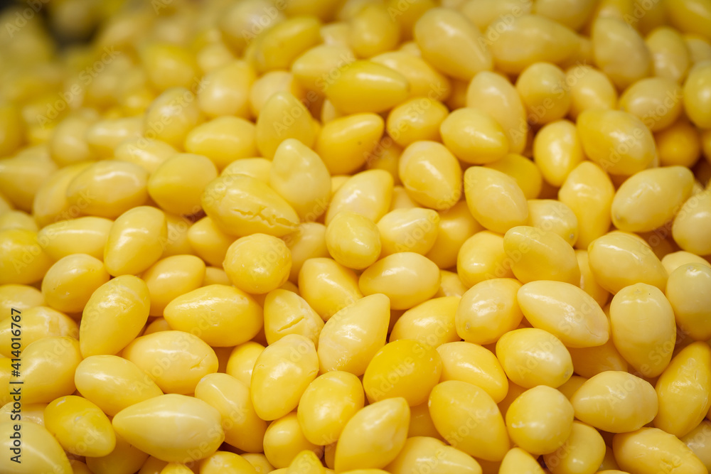 Ginkgo biloba seed in market, Ginkgo seeds background. Ginkgo biloba Nut boiled. Ginkgo biloba seed in market, Ginkgo seeds background. Ginkgo biloba Nut boiled.
