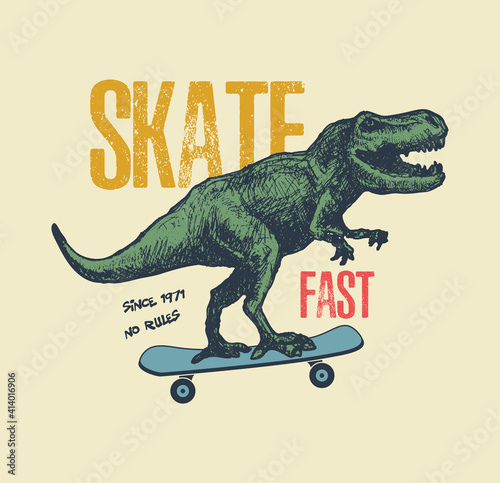 Vintage typography t-shirt graphics with trex, vector illustration.
