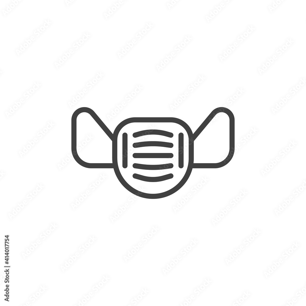 Medical mask line icon. linear style sign for mobile concept and web design. Protective face mask outline vector icon. Symbol, logo illustration. Vector graphics Medical mask line icon. linear style sign for mobile concept and web design. Protective face mask outline vector icon. Symbol, logo illustration. Vector graphics