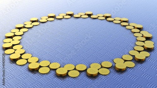 Bitcoins in circle with rotating camera movement, Crypto currency, BTC currency, Business and technology concept, 4k High Quality