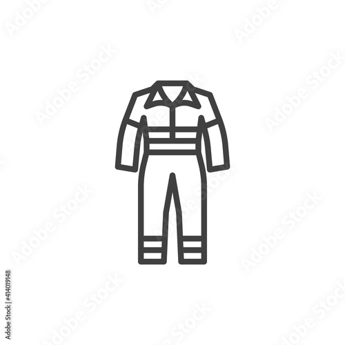 Work overalls line icon. linear style sign for mobile concept and web design. Safety coverall outline vector icon. Symbol, logo illustration. Vector graphics photo