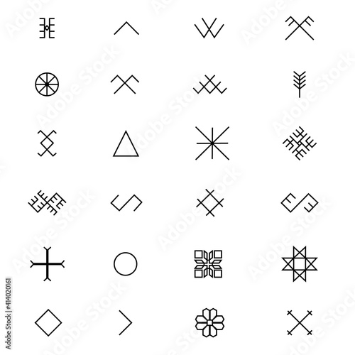 Variations of the ancient Latvian sign, symbols vector set photo