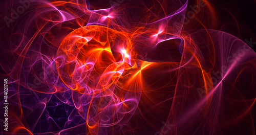 3D rendering abstract multicolor fractal light background