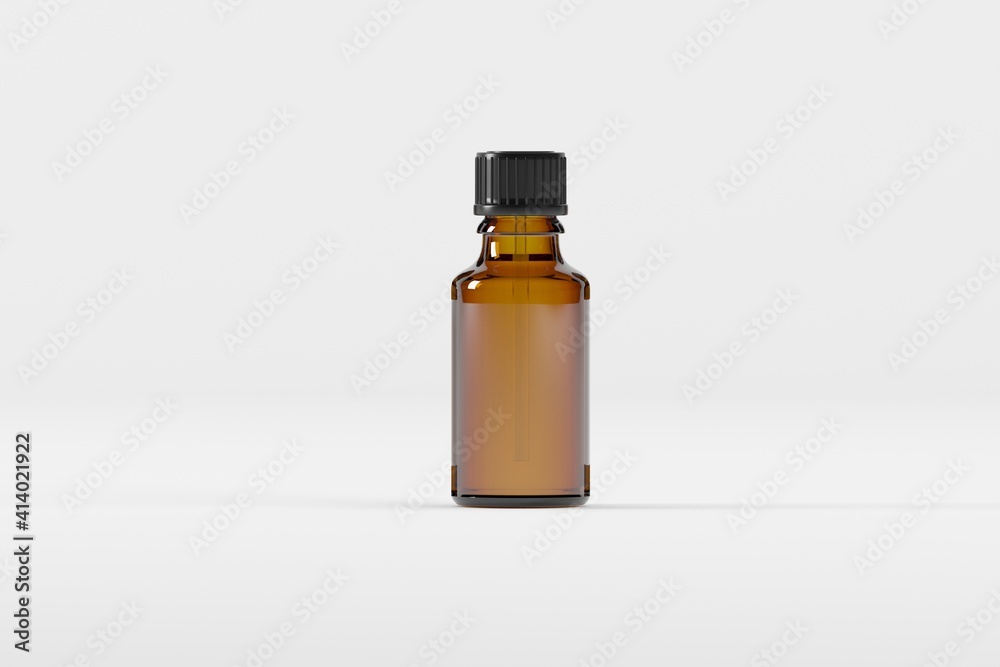 Amber Dropper Bottle Mockup 3D Illustration