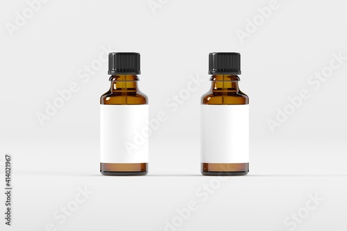 Amber Dropper Bottle Mockup 3D Illustration