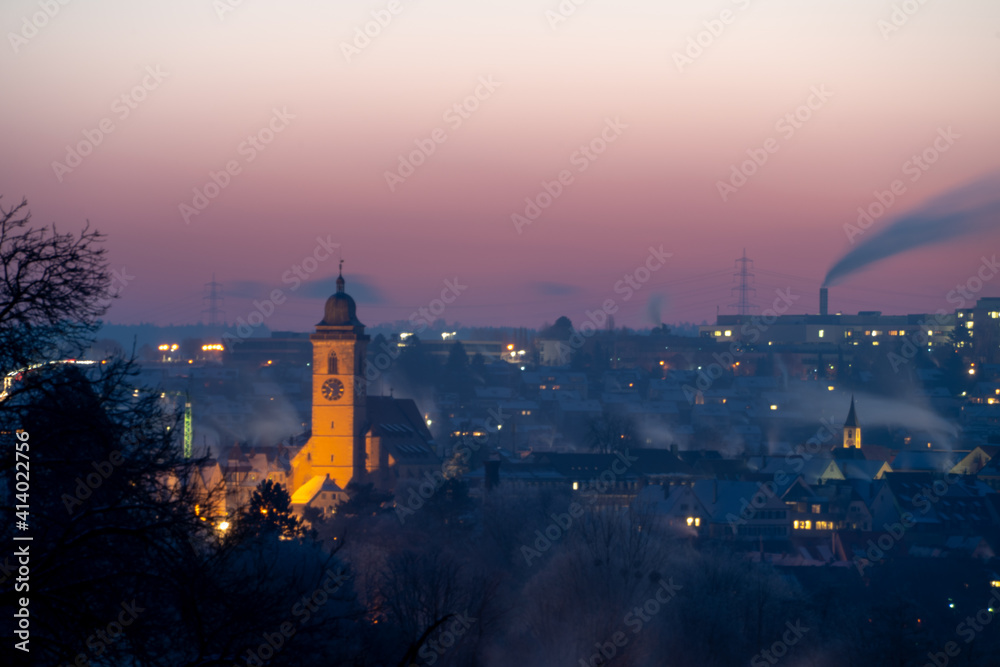 Fototapeta premium Nürtingen am Neckar im Morgengrauen