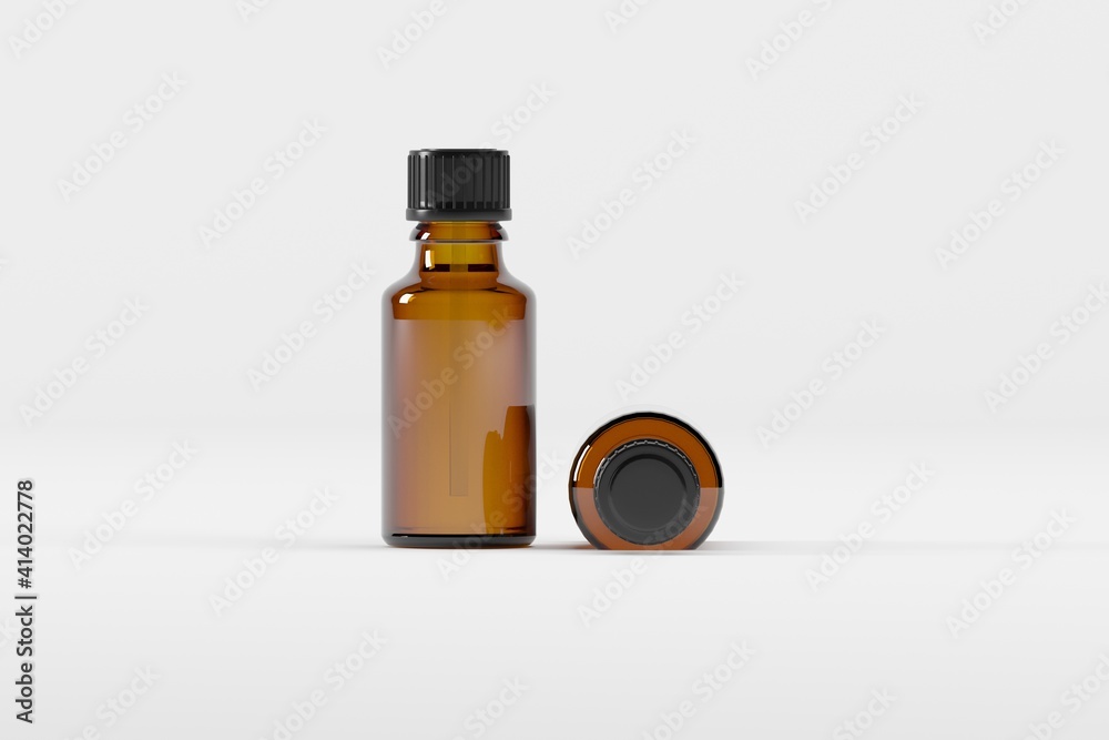 Amber Dropper Bottle Mockup 3D Illustration Amber Dropper Bottle Mockup 3D Illustration