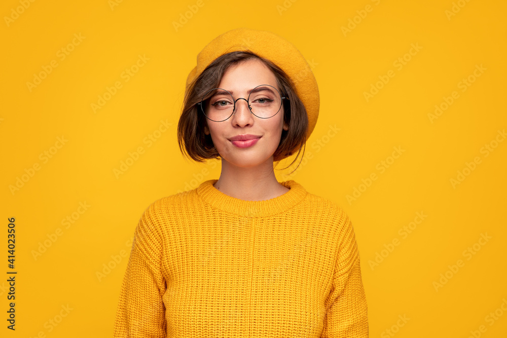 Modern young woman in bright clothes