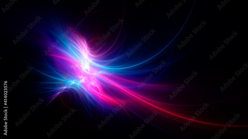 Abstract background, smooth blue red lines on a black background Abstract background, smooth blue red lines on a black background