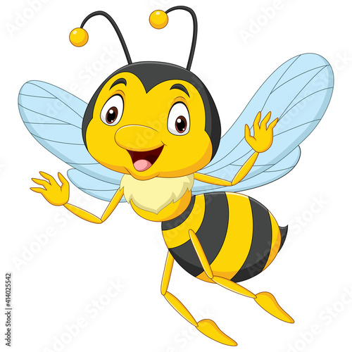 Cartoon happy bee isolated on white background