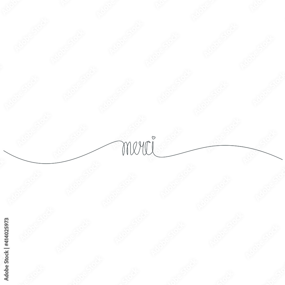 Obraz premium Merci word text on white background, vector illustration