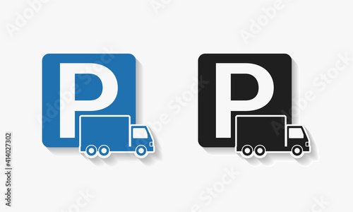 Set of truck parking sign. Truck parking zone. Illustration vector
