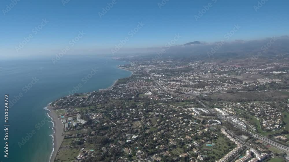 Aerial view of Mediterranean Sea coast line, Marbella, Malaga, Spain. Aerial view of Mediterranean Sea coast line, Marbella, Malaga, Spain.