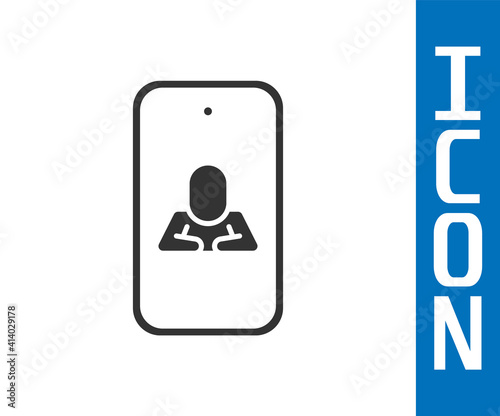 Grey Online psychological counseling distance icon isolated on white background. Psychotherapy, psychological help, psychiatrist online consulting. Vector.