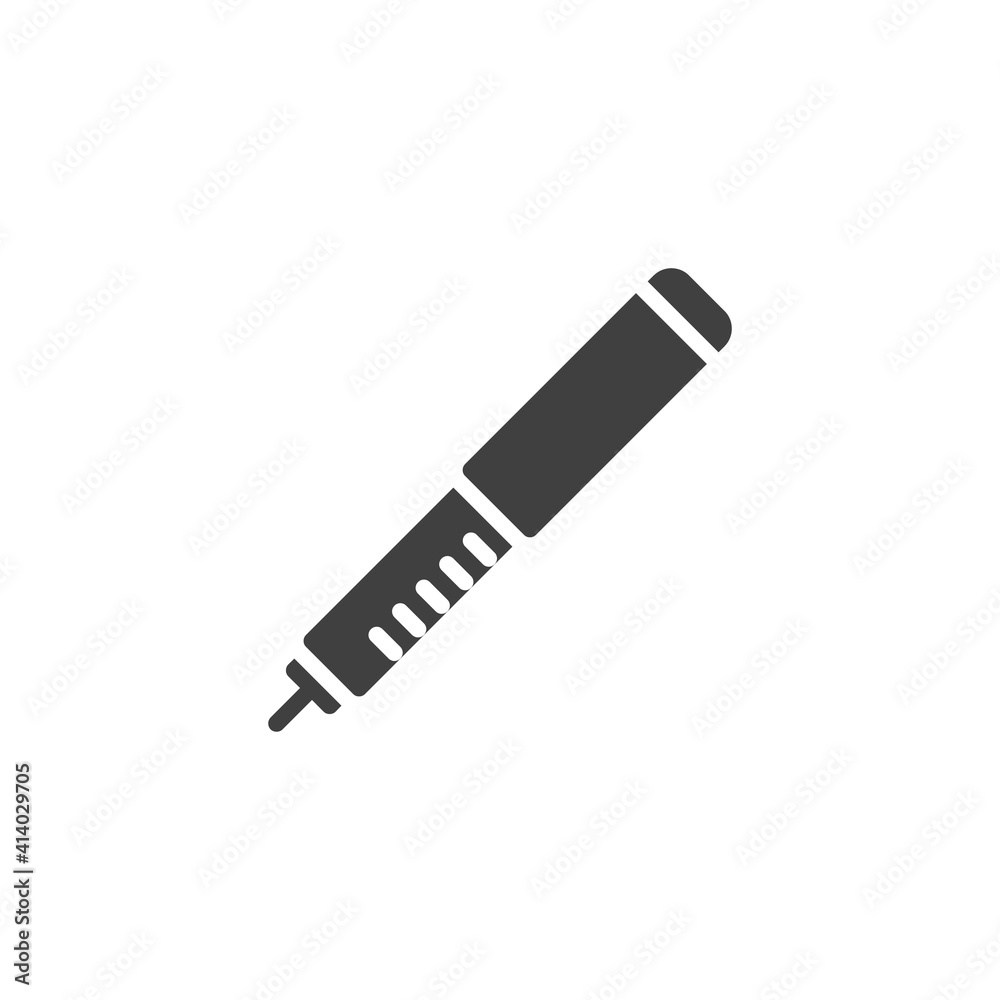 Insulin pen vector icon. filled flat sign for mobile concept and web design. Diabetic syringe injection glyph icon. Symbol, logo illustration. Vector graphics Insulin pen vector icon. filled flat sign for mobile concept and web design. Diabetic syringe injection glyph icon. Symbol, logo illustration. Vector graphics
