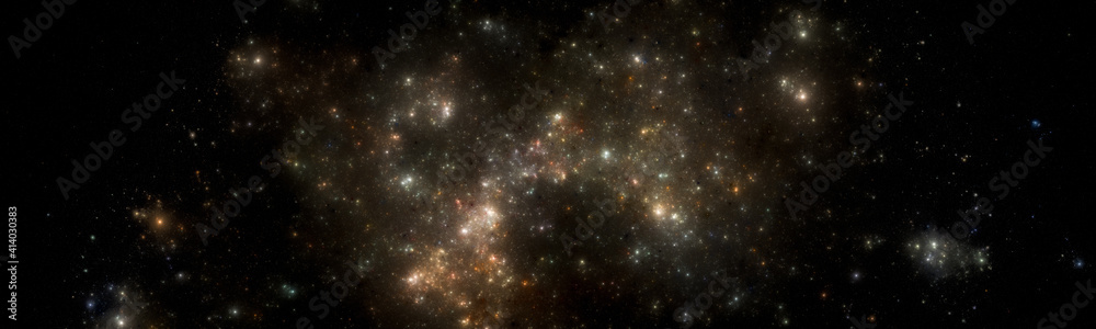 Naklejka premium Banner Star field background . Starry outer space background texture . Colorful Starry Night Sky Outer Space background. 3D illustration