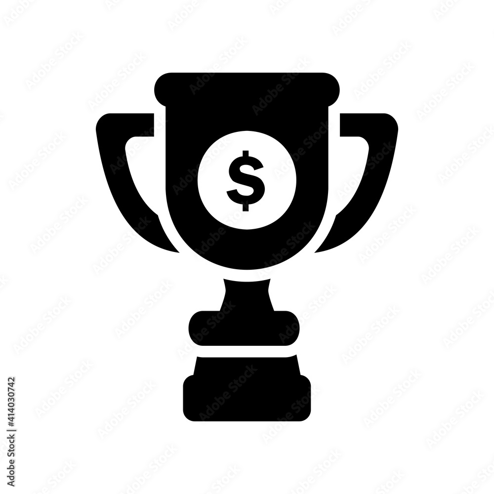 Trophy icon vector illustration in solid style about marketing and growth for any projects Trophy icon vector illustration in solid style about marketing and growth for any projects
