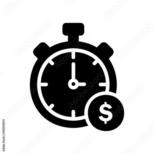 Time is money icon vector illustration in solid style about marketing and growth for any projects