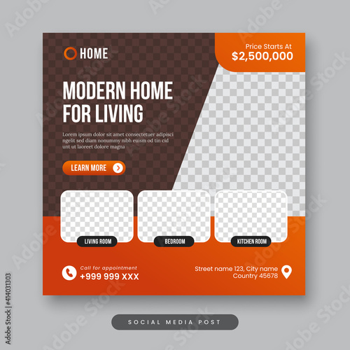 Modern home for living social media post template