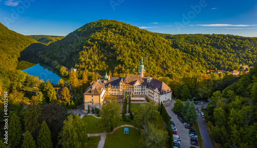 фотографія Lillafured, Hungary - Aerial view of the famous Lillafured Castle in the mountai