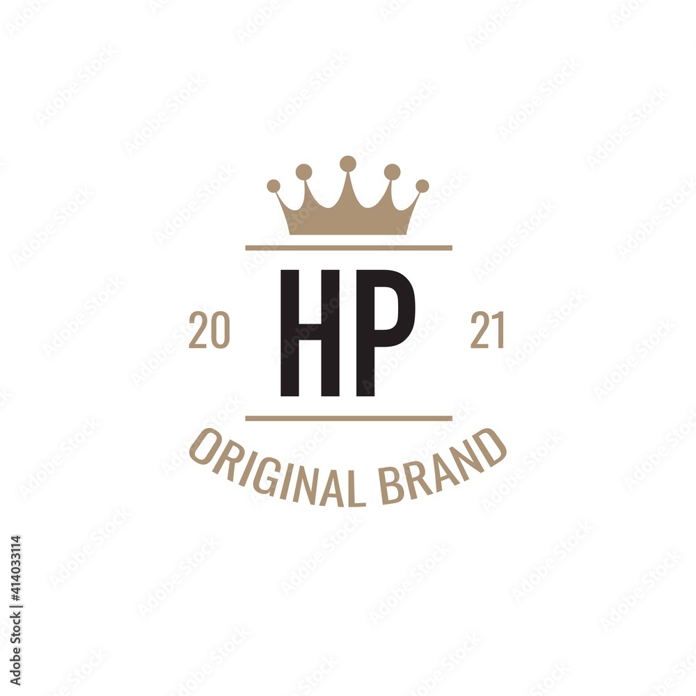 Initial Letter HP King Logo Design Template. Vintage king template logo