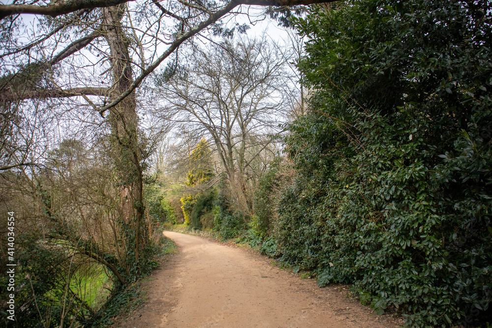 path in the park, Jersey, Channel Islands, old railway track path in the park, Jersey, Channel Islands, old railway track