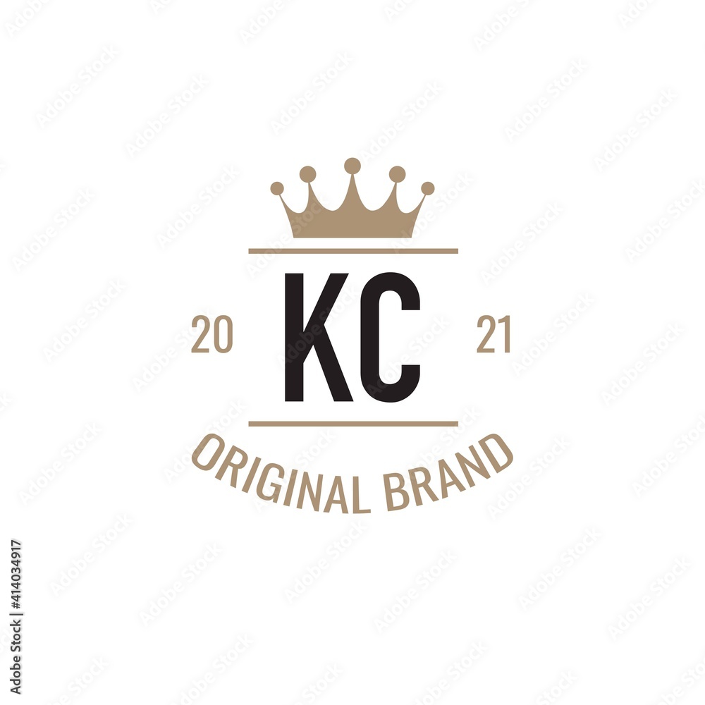 Initial Letter KC King Logo Design Template. Vintage king template logo