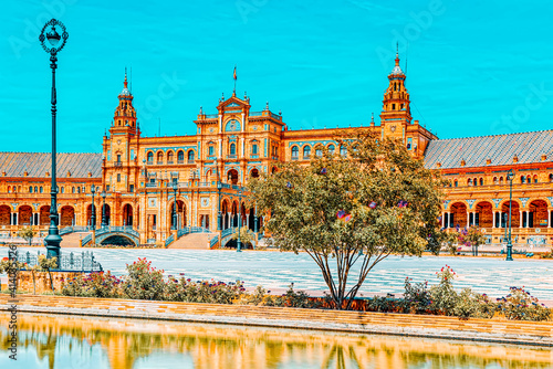 Square of the Spain is a square in the Maria Luisa Park, in Sevi photo