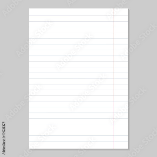 Grid paper. Realistic blank lined paper sheet in A4 format. Striped background with color graph. Geometric pattern for school, wallpaper, textures, notebook. Lined blank on transparent background.