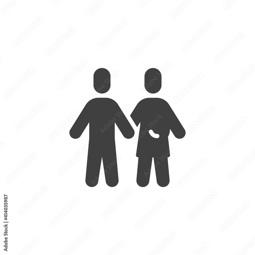 Family relationship vector icon. filled flat sign for mobile concept and web design. Man and pregnant woman glyph icon. Symbol, logo illustration. Vector graphics