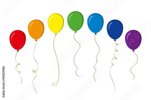 Set of colorful balloons in cartoon style isolated on white background. 