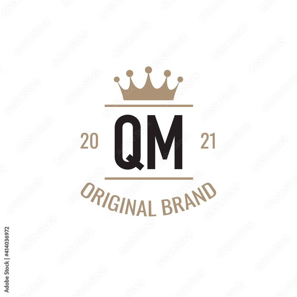 Initial Letter QM King Logo Design Template. Vintage king template logo