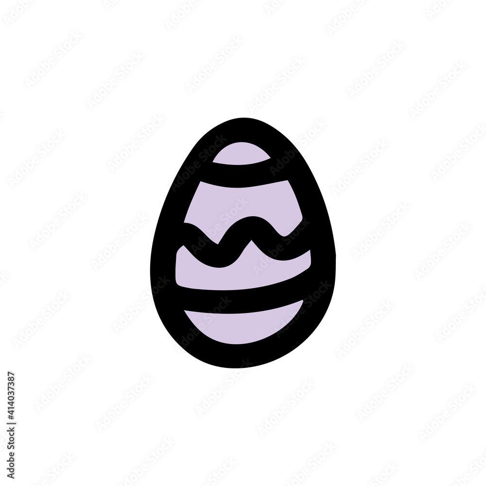  Easter decorated egg. Hand-drawn vector illustration in the doodle style. Egg a sketch. Design for Easter