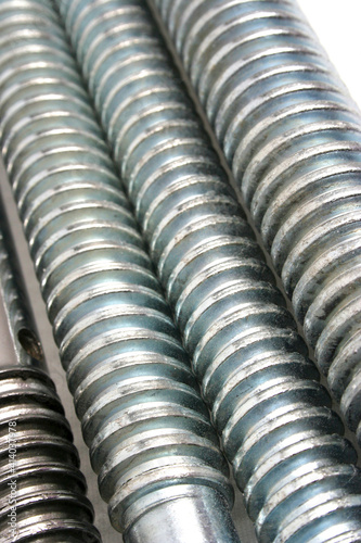 Newly manufactured large screws. Close up.