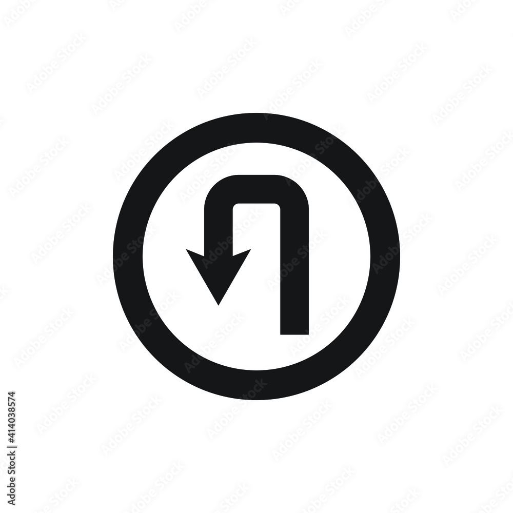 U-turn traffic sign icon design isolated on white background. U-turn traffic sign icon design isolated on white background.