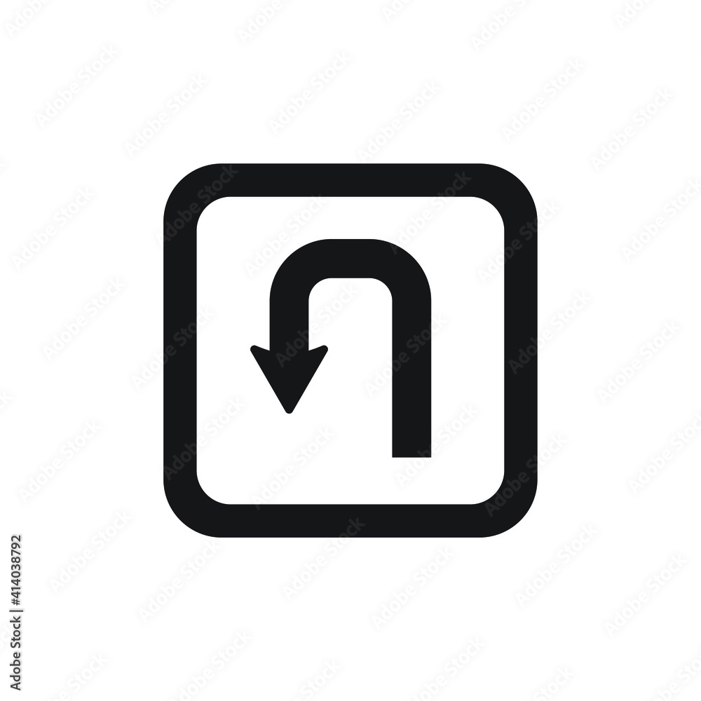 U-turn traffic sign icon design isolated on white background. U-turn traffic sign icon design isolated on white background.