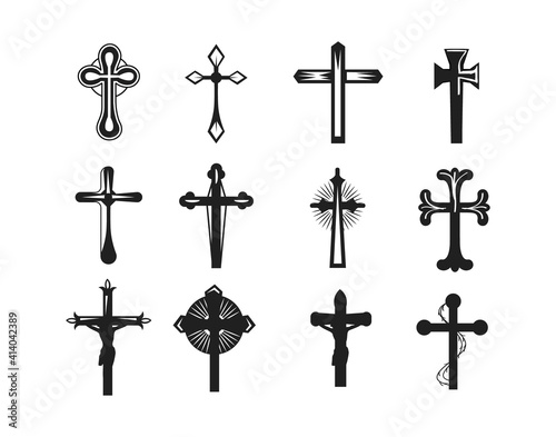 Christian cross vector silhouette