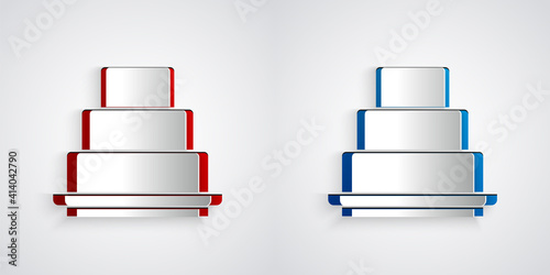 Foto Paper cut Cake icon isolated on grey background
