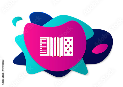 Color Musical instrument accordion icon isolated on white background. Classical bayan, harmonic. Abstract banner with liquid shapes. Vector.
