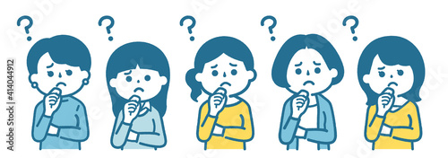 Five women with question marks