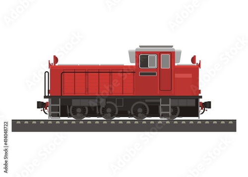 Hydraulic diesel shunter locomotive. Simple flat illustration.
