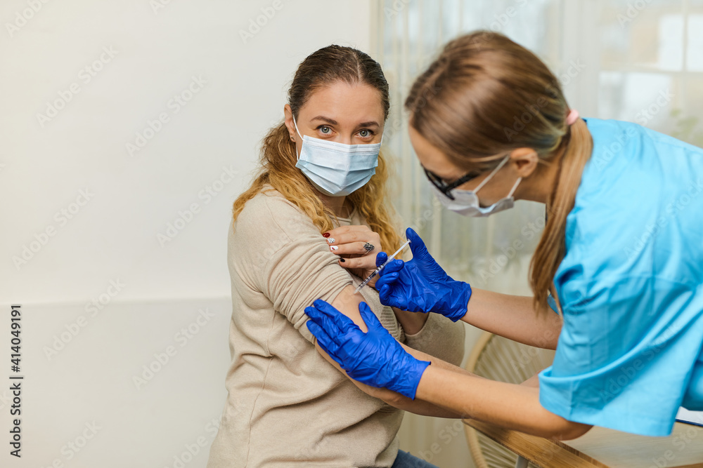 Close up of man vaccinated in a doctor's office