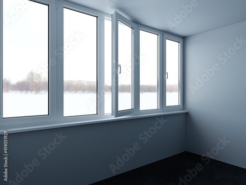 The image of the loggia in the house. 3D Rendering