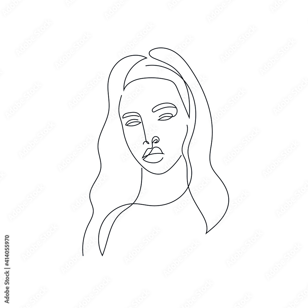 One line hand drawn vector woman face. Abstract portrait. Simple logo in minimal style for beauty salon, beautician, makeup artist, stylist. . One line hand drawn vector woman face. Abstract portrait. Simple logo in minimal style for beauty salon, beautician, makeup artist, stylist. .