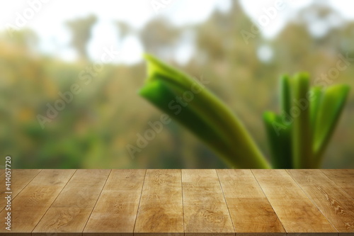 spring flowers background with nice table